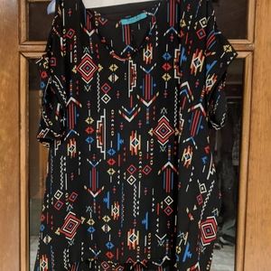 Turquoise Haven Cold-shoulder top ?Lg?